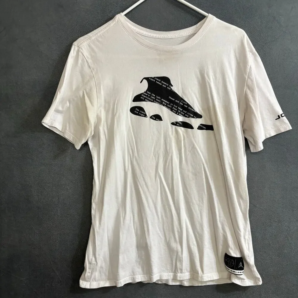 Jordan White Sneaker Graphic T-Shirt Men’s M Jumpman Streetwear Tee 40 Acres